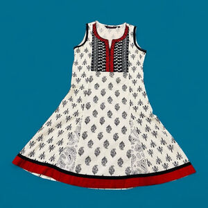 Rangmanch Boho Hippie Cotton Dress XS Black White Red Embroidery India Inspired